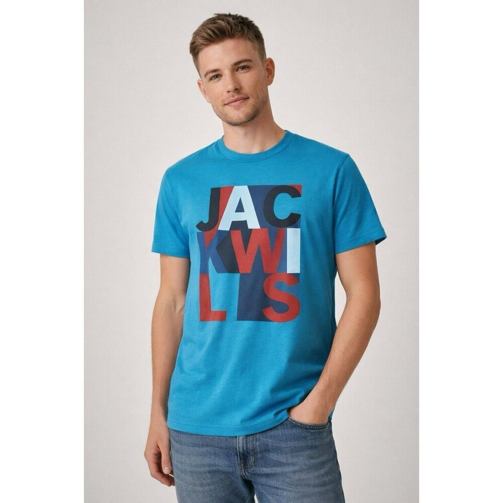 Jack Wills Graphic T Shirt Blue Logo Tee Mens XS Cotton Casual